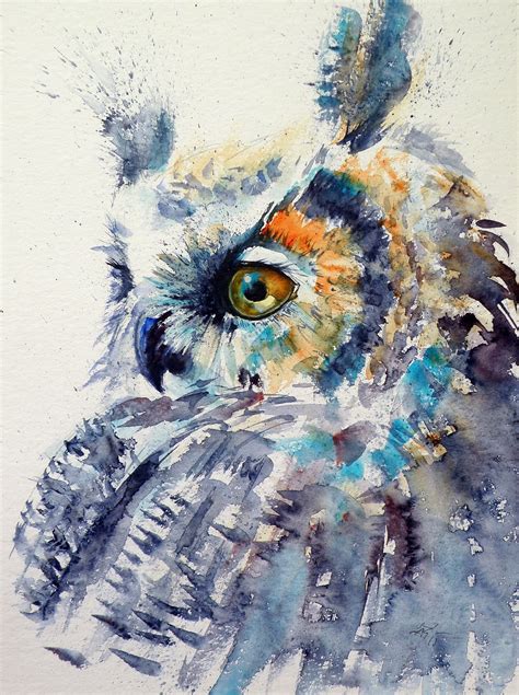 "Great Horned Owl" par Kovács Anna Brigitta | Owl watercolor, Owl painting, Watercolor paintings ...