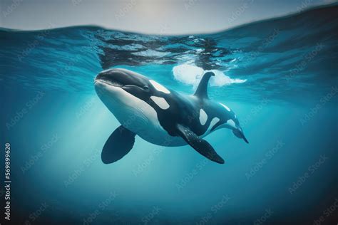 Killer Whale underwater, orcinus orca, Adult Breatching, killer whale ...