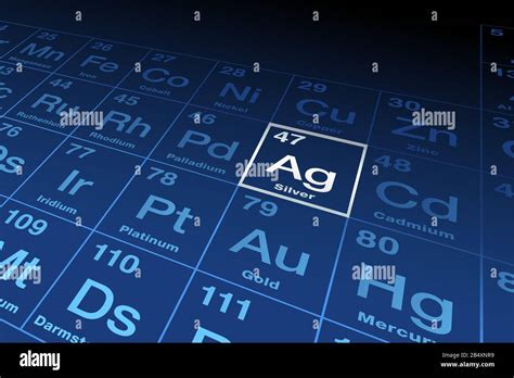 Element silver on the periodic table of elements. Chemical element with ...