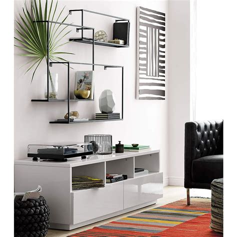 3-Piece Large Matte Black Floating Shelves + Reviews | CB2 Industrial Floating Shelves, Floating ...