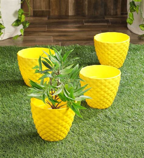 Buy Yellow Plastic Garden Essential Plastic Kohinoor Indoor Planter ...