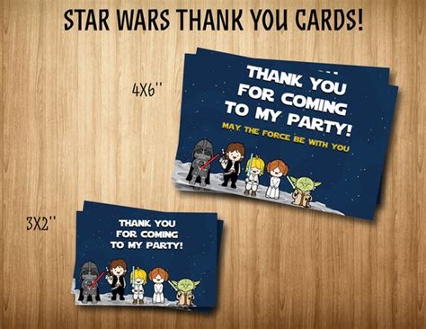 Star Wars thank you cards Star Wars party by SuperInstantParty