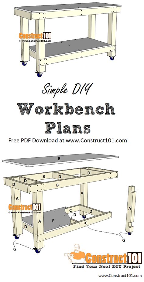 Simple Workbench Plans | PDF Download - Construct101