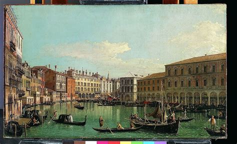 The Grand Canal, Venice, Looking South toward the Rialto Bridge by Canaletto - Art Renewal Center