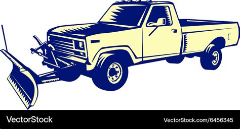 Snow plow truck woodcut Royalty Free Vector Image