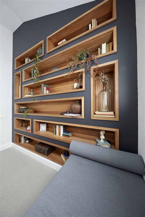 Wood Covered Recessed Shelves | Home, House interior, Home decor