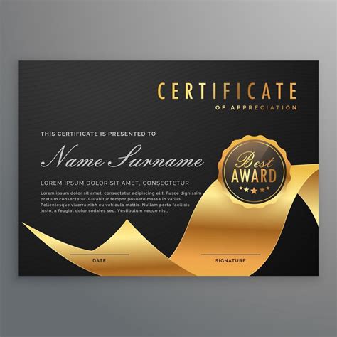 luxury certificate of diploma with golden ribbon | Certificate design template, Awards ...