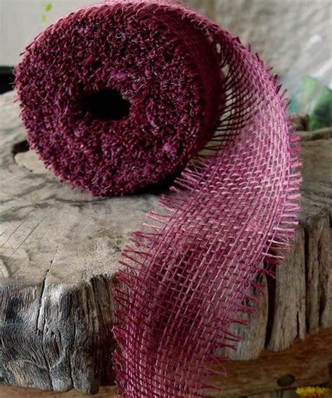 2.5 Burgundy Burlap Ribbon frayed Edges 10 Yard Roll - Etsy