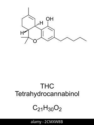 THC Tetrahydrocannabinol cannabinoid drug molecule 3D render chemical structure Stock Photo - Alamy