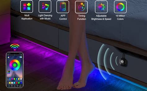 Amazon.com: Motion Sensor Under Bed Lights,9.84FT Motion Sensor Strip Lights with APP Control ...
