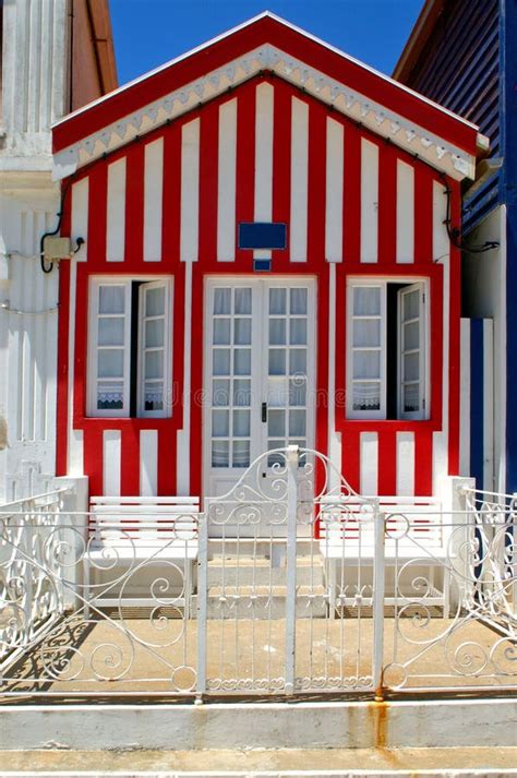 Striped Houses in Costa Nova Stock Image - Image of house, blue: 131261379