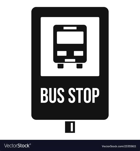 City bus stop sign icon simple style Royalty Free Vector