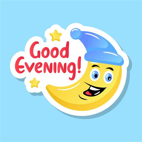 A good evening sticker, cute happy moon 6722275 Vector Art at Vecteezy