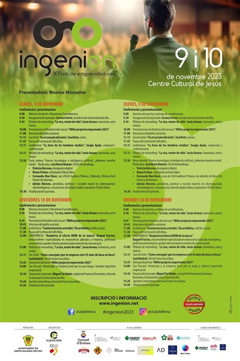 Ingenion: The 9th Entrepreneur Forum - Ibiza Calendar (Updated 2024 November)