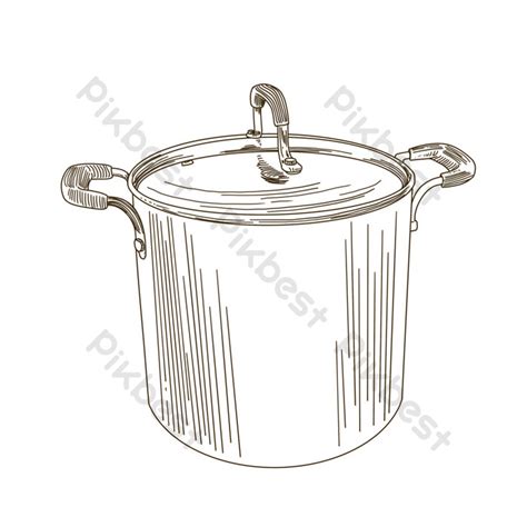 Pots And Kitchenware Line Drawing Style | PSD PNG Images Free Download ...