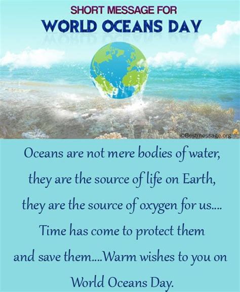 Inspirational World Oceans Day Wishes Messages and Slogans 2020 | Oceans of the world, Ocean day ...