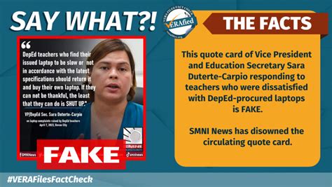 VERA FILES FACT CHECK: Sara Duterte did NOT tell teachers to ‘shut up’ over DepEd laptop issue ...