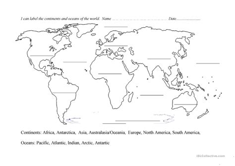 Printable Continents And Oceans Quiz