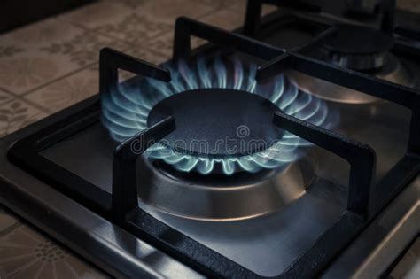 View on Burning Gas Hob or Stove Top Stock Photo - Image of utensil ...