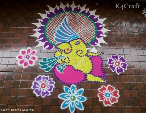 25 Latest Ganesh Chaturthi Rangoli designs for 2018 - K4 Craft Rangoli ...