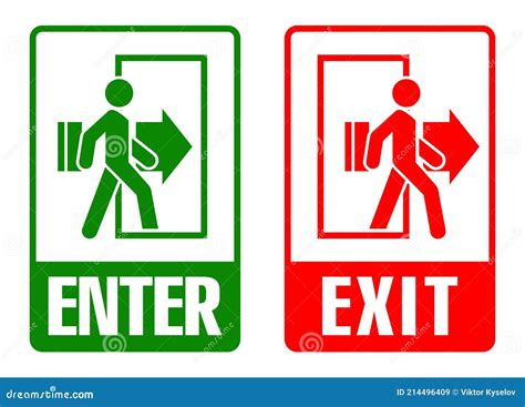 Entry and exit sign stock vector. Illustration of door - 214496409