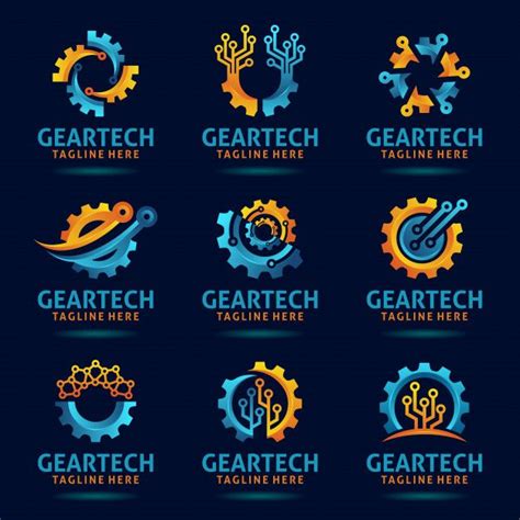 Collection Of Gear Tech Logo Design | Logo design, Gear logo, Tech logos