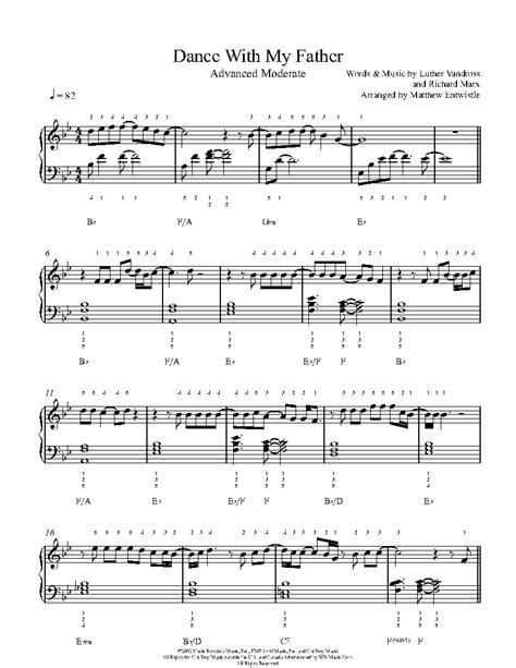 Dance With My Father by Luther Vandross Sheet Music & Lesson | Advanced ...