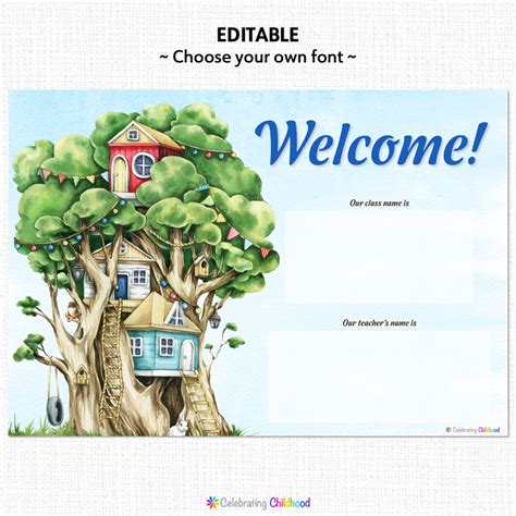 Free Classroom Welcome Sign EDITABLE - Celebrating Childhood