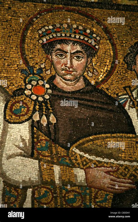 Byzantine Emperor Justinian the Great. Byzantine mosaics in the Stock Photo, Royalty Free Image ...