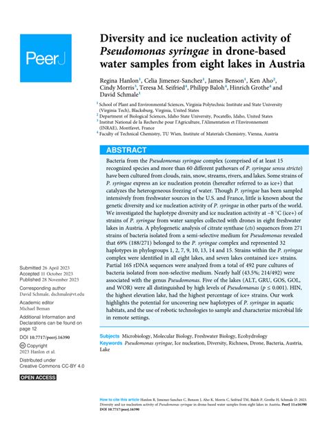 (PDF) Diversity and ice nucleation activity of Pseudomonas syringae in drone-based water samples ...