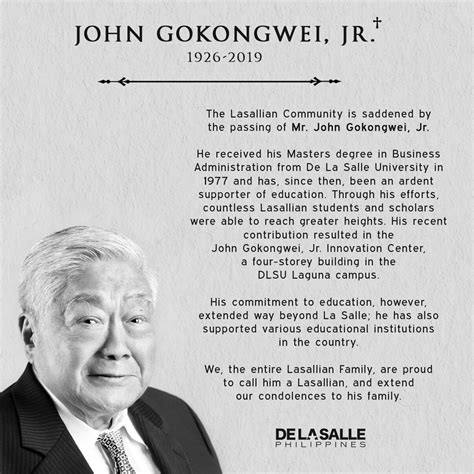 Mr. John Gokongwei, Jr. — De La Salle Philippines