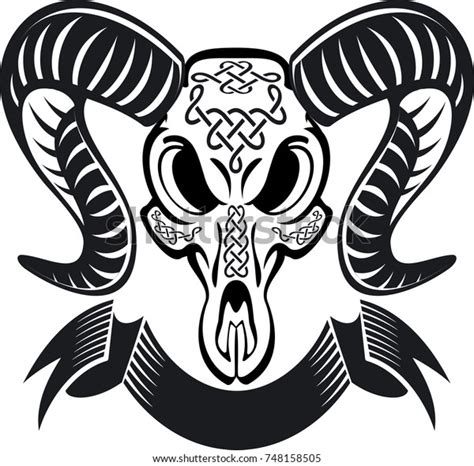 Ram Skull Celtic Knots Banner Stock Vector (Royalty Free) 748158505