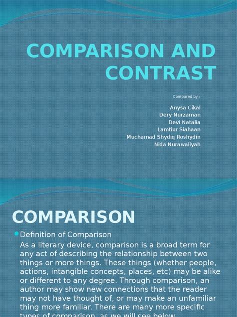 Comparing and Contrasting Literary Devices: A Guide to Comparison and Contrast | PDF | Adjective ...