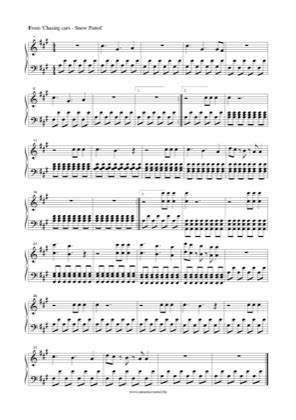 Chasing Cars - Snow Patrol Free Piano Sheet Music PDF