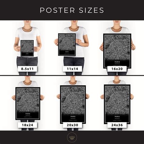 Paris Black Map Black White Map Art City Map Poster - Etsy