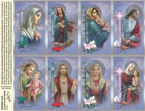 Saints Assorted Silver Foil Prayer Cards 8up