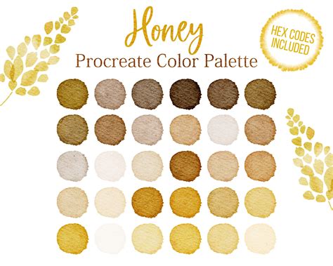 Ocher Procreate Yellow Tones Color Palette Honey Colour | Etsy