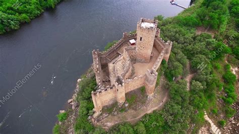 Almourol Castle Aerial View Stock video footage | 9254329