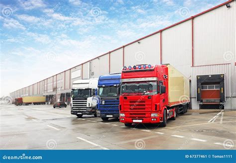 A Truck During Unloading In A Distribution Center. Place Loading And Unloading Trucks Stock ...