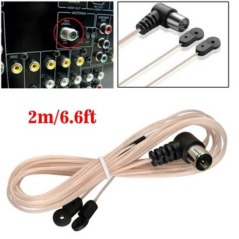 EEEkit Indoor FM Antenna 75 Ohm F Type Male Plug Connector Coax Coaxial Cable Wire for Table Top ...