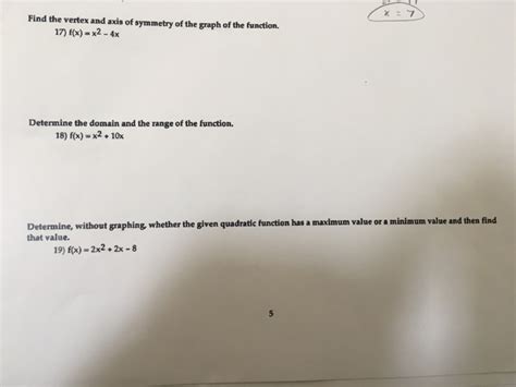 Solved Find the vertex and axis of symmetry of the graph of | Chegg.com