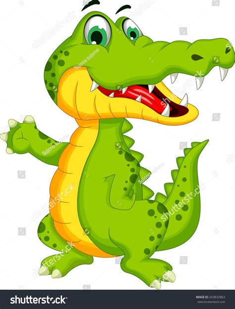 Funny Crocodile Cartoon Posing Stock Vector (Royalty Free) 263832863 ...