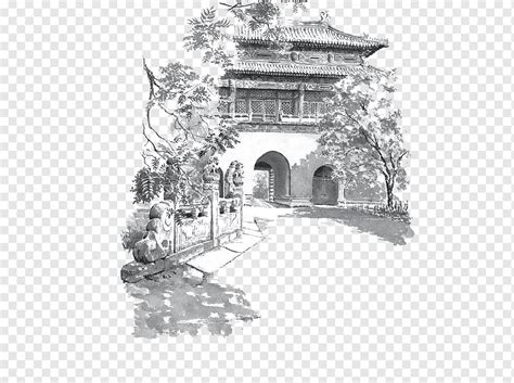 Forbidden City Gulou and Zhonglou Ink wash painting Painter, Drum Tower ...