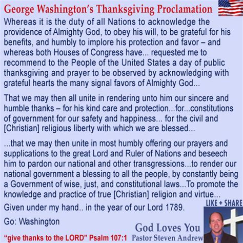 George Washington Thanksgiving Proclamation 1789 - Steven Andrew ...