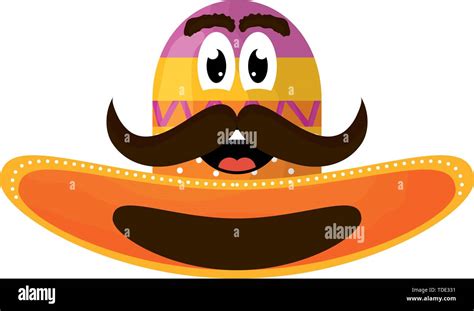 mexican hat with mustache emoji character vector illustration design ...