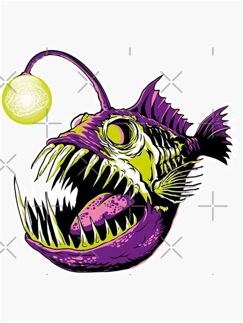 "Scary and Creepy Angler-fish" Sticker by MyNewDesigns | Redbubble ...