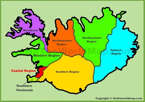 Iceland Regions Map