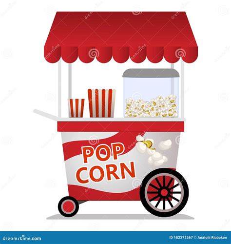 Popcorn Cart Cartoon Vector | CartoonDealer.com #24642953