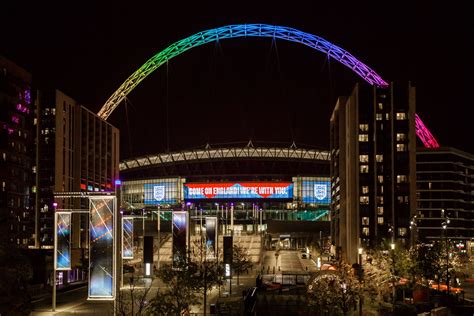 Wembley arch lit up in rainbow colours for England vs USA World Cup ...