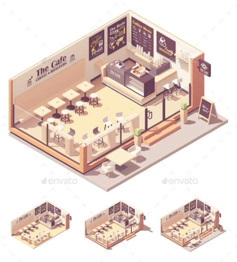 Vector Isometric Coffee Shop or Coffeehouse в 2020 г | Дом симсов, План ...